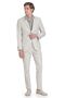 Beige Slim Fit Mono Collar Linen Suit
