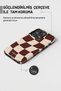 iPhone 14 Pro Max Double Layer Armor Protection Brown Checkerboard Glossy Premium Protect Phone Case - 5