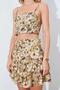 Women's Beige Floral Patterned Cropped Skirt Suit - 6