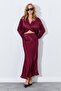 Women's Burgundy Satin Long Skirt