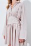 Women's Beige Waist Seated Shirt Collar Dress - 5