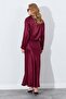 Women's Burgundy Satin Long Skirt - 6
