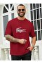 Red Men's Crew Neck Casual Oversize Crocodile Line Art Style Graphic Print