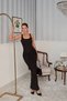 Women Black Tie up Maxi Length Lycra Dress Nbdf075 - 3