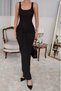 Women Black Tie up Maxi Length Lycra Dress Nbdf075