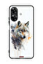 غطاء حماية لهاتف Realme Note 60 4G بتصميم فن تجريدي للذئب
