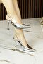 Sacha Silver Mirror Open Back Strap Thin Heeled Stiletto Shoes - 5