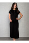 New Season Women's Short Sleeve Collar Side Slit Viscose Two Thread Dress - 4