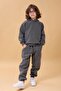 Unisex Children's Suit with Raglan Sleeves and Hood with Fleece Inside Anthracite