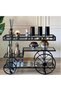 FFD Bar Cart Metal Bar Cart with Glass Shelves – 3-Tier Rolling Beverage Cart 80x40x90cm - 8