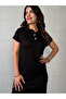 New Season Women's Short Sleeve Collar Side Slit Viscose Two Thread Dress - 2
