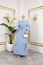 Women's Tested Long Blue Wrap Dress - 4