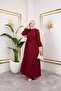 Women's Tested Long Bordo Burumuzk Dress - 3