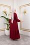 Women's Tested Long Bordo Burumuzk Dress - 5