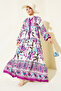 Women's Patterned Hijab Dress Plum 1010