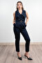 Jacket Collar Sleeveless Jumpsuit with Pockets and Belt 50334