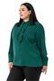Plus Size Smocked Front Detail Shirt Collar Cuff Emerald Green Shirt - 5