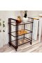 FFD Midcentury Modern 3 Tier Metal Kitchen Trolley with Glass Shelves and Lockable Wheels 100x40x90c