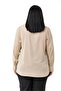 Plus Size Beige Shirt with Ruffle Detail on the Front and Shirt Collar Cuff - 3