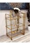 FFD Bar Cart Metal Serving Trolley with 3 Clear Glass Shelves 80x40x90cm