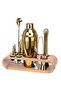 12 Piece Gold Steel 750 ml Shaker Muddler Jigger Set with Wooden Stand Bartender Set