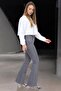 Catherine Women's High Waist Stretch Fabric Gray Flare Jeans - 2
