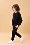 Boy's Crew Neck Hooded Winter 2-Piece Tracksuit Set - Black - 7