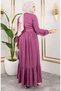 Belt Detailed Hijab Dress 0220-09 Powder - 5