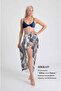 Thin Branch Botanical Patterned Pareo |   Blue & Navy Blue Tones |   100X145Cm |   Digital Printing |   Chiffon