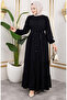 Front Buttoned Viscose Dress 1124-05 Black - 2