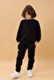 Boy's Crew Neck Hooded Winter 2-Piece Tracksuit Set - Black - 6