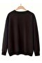 Smile Flower Hoodie Printed Crew Neck Black Sweatshirt - 2