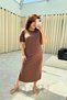 Women's Modal Viscose Slit Short Sleeve Casual Dress – Brown