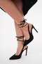 Black Suede 10.5 cm Ankle Strap Stiletto Heeled Shoes - 2