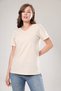 100% Cotton Super Quality Light Beige V-Neck Women's Basic T-Shirt Knitted Cotton Combed T-Shirt - 2