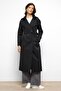 Rib Collar Raglan Sleeve Water Repellent Trench Coat Black 6758 - 2