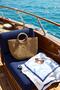 Signature Detailed Camel Color Knitted Straw Bag 3220