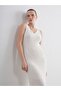 Lcwaikiki Classic White V-Neck Textured Knitwear Dress - 2