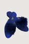 Women's Navy Blue Heelless Feathered Dowry Bridal Gift House Slippers Vr.G01.80C.Y01 - 2