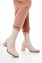 Women's Skin Blunt Toe Stretch Heeled Boots - 2
