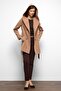 Hooded Double Breasted Short Coat Kamel 3103 - 4