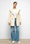 Hooded Double Breasted Short Coat Ecru 3103 - 6