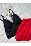 Bustier Lace Detailed Satin Shorts Set - 5