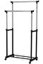 Double pole Clothes portable Rack Hanger Extendable Rolling Garments - 2