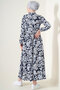 Women's Judge Collar Hijab Dress Navy Blue 1054 - 4