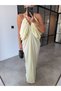 DRAPEY YELLOW SIDE-OPENING SATIN DRESS - 3
