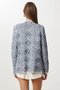Women's Navy Blue Bone Patterned Draped Knitwear Cardigan Nv00080 - 4
