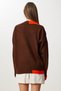 Women's Brown Contrast Stripe Knitwear Sweater Nv00081 - 5