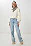Women's Bone Zippered Plush Sweatshirt Zv00343 - 3