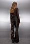 Kahverengi Leopar Varak Baskılı Yüksek Bel Wide Leg Jeans TWOAW25JE00071 - 4